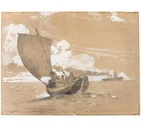 POSTERIIk Vintage Print Pop Art Landscape Artwork Fishing off Scarborough by Winslow Homer Art Prints for Office Home Decor 60x90cm