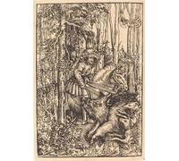 POSTERIIk Vintage Print Pop Art Landscape Artwork Hunter on Horseback Hunting a Wild Boar by Lucas Cranach the Elder Art Prints for Office Home Decor 60x90cm