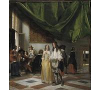 POSTERIIk Vintage Print Pop Art Landscape Artwork Interior with a Young Couple and People Making Music by Pieter De Hooch Art Prints for Office Home Decor 60x90cm