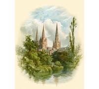 POSTERIIk Vintage Print Pop Art Landscape Artwork Lichfield Cathedral South West by Arthur Wilde Parsons Art Prints for Office Home Decor 60x90cm