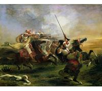 POSTERIIk Vintage Print Pop Art Landscape Artwork Moroccan Horsemen in Military Action by Ferdinandeugene Delacroix Art Prints for Office Home Decor 60x90cm
