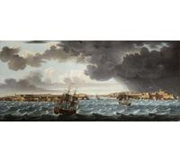 POSTERIIk Vintage Print Pop Art Landscape Artwork One of a of Seven Views of Valletta Malta and Its Environs by Alberto Pullicino Art Prints for Office Home Decor 60x90cm