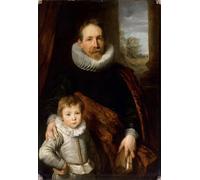 POSTERIIk Vintage Print Pop Art Landscape Artwork Portrait of a Father with His Son Also Known As Portrait of President Richardot by Van Dyck Art Prints for Office Home Decor 60x90cm