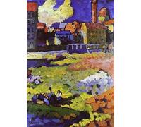 POSTERIIk Vintage Print Pop Art Landscape Artwork schwabing with the Church of St-ursula by Wassily Kandinsky Art Prints for Office Home Decor 60x90cm