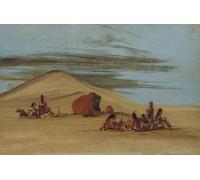 POSTERIIk Vintage Print Pop Art Landscape Artwork Sioux Worshiping At the Red Boulders by George Catlin Art Prints for Office Home Decor 60x90cm