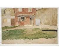 POSTERIIk Vintage Print Pop Art Landscape Artwork Study of Exterior of a Red Brick Building by Edwin Austin Abbey Art Prints for Office Home Decor 60x90cm