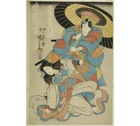POSTERIIk Vintage Print Pop Art Landscape Artwork the Actors Ichimura Uzaemon Xii As Tada Kurodo Yukitsuna and Bando Shuka As the Ghost of No Mae by Utagawa Kuniyoshi for Office Home Decor 60x90cm