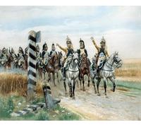 POSTERIIk Vintage Print Pop Art Landscape Artwork the Border Post Rd Dragon Watercolour by Jean Baptiste Edouard Detaille Art Prints for Office Home Decor 60x90cm