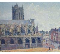 POSTERIIk Vintage Print Pop Art Landscape Artwork the Church of St Jacques in Dieppe by Camille Jacob Pissarro Art Prints for Office Home Decor 60x90cm