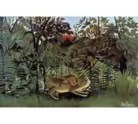 POSTERIIk Vintage Print Pop Art Landscape Artwork the Hungry Lion Attacking an Antelope by Henri Rousseau Art Prints for Office Home Decor 60x90cm
