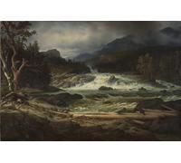 POSTERIIk Vintage Print Pop Art Landscape Artwork the Labro Falls At Kongsberg by Fearnley Art Prints for Office Home Decor 60x90cm