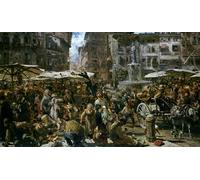 POSTERIIk Vintage Print Pop Art Landscape Artwork the Market of Verona by Adolph Friedrich Erdmann Von Menzel Art Prints for Office Home Decor 60x90cm