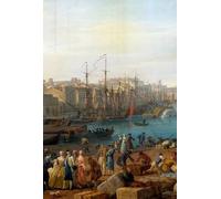 POSTERIIk Vintage Print Pop Art Landscape Artwork the Port of Marseille in the Detail Representing the Unloading of Goods by Claude Vernet Art Prints for Office Home Decor 60x90cm