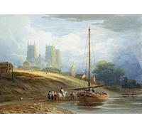 POSTERIIk Vintage Print Pop Art Landscape Artwork York Minster From Near the Ship Builders by Varley Art Prints for Office Home Decor 60x90cm
