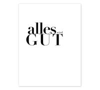 Posterlounge Alles Wird Gut I Poster by Typobox 13 x 18 cm Black and white Wall art Wall decor