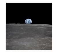 Posterlounge Apollo 11 - rising of the earth above the moon Poster