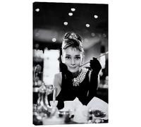Posterlounge Audrey Hepburn in Breakfast at Tiffany's Canvas print by Celebrity Collection 20 x 30 cm Black and white Wall art Wall decor