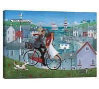 Posterlounge Bicycle seascape Canvas print by Peter Adderley 70 x 50 cm Wall art Wall decor