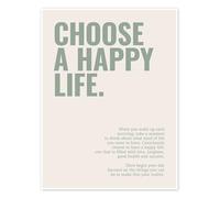 Posterlounge Choose a happy life Poster by Michael Tarassow 30 x 40 cm Beige Wall art Wall decor
