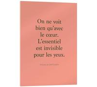 Posterlounge Citation d’Exupéry - On ne voit bien qu’avec le cœur II Acrylic print by Typobox 13 x 18 cm Rosé Wall art Wall decor