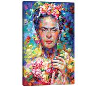 Posterlounge Colourful Frida Kahlo Canvas print by Leon Devenice 20 x 30 cm Blue Wall art Wall decor