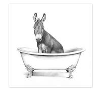 Posterlounge Donkey in the Tub Poster by Victoria Borges 20 x 20 cm Wall art Wall decor