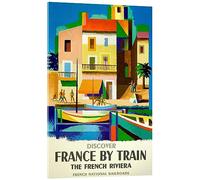 Posterlounge France by Train - French National Railroads Acrylic print by Vintage Travel Collection 14 x 21 cm Wall art Wall decor