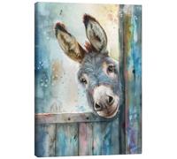 Posterlounge It's me, the Little Donkey! Canvas print by Dolphins DreamDesign 30 x 40 cm Blue Wall art Wall decor