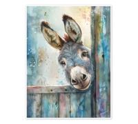 Posterlounge It's me, the Little Donkey! Poster by Dolphins DreamDesign 13 x 18 cm Blue Wall art Wall decor