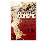 Posterlounge La Boheme of Puccini Poster | 100 x 150 cm by Adolfo Hohenstein Red Wall art Wall decor