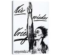 Posterlounge Never gain war (German) Canvas print by Käthe Kollwitz 60 x 80 cm Black and white Wall art Wall decor