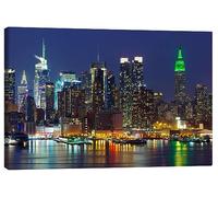 Posterlounge New York City at night over Hudson river Canvas print 100 x 70 cm Wall art Wall decor