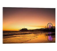 Posterlounge Santa Monica Pier in the evening Acrylic print by Dennis Flaherty 21 x 14 cm Orange Wall art Wall decor