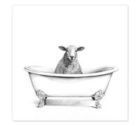 Posterlounge Sheep in the Tub Poster by Victoria Borges 70 x 70 cm Wall art Wall decor