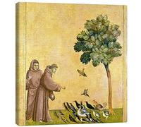 Posterlounge St. Francis of Assisi Preaching to the Birds Canvas print by Giotto di Bondone 30 x 30 cm Yellow Wall art Wall decor