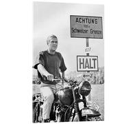 Posterlounge Steve McQueen in The Great Escape Acrylic print | 14 x 21 cm by Celebrity Collection Black and white Wall art Wall decor