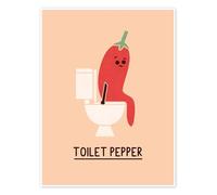 Posterlounge Toilet Pepper Poster by HandsOffMyDinosaur 13 x 18 cm Rosé Wall art Wall decor