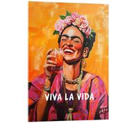 Posterlounge Viva La Vida Frida Acrylic print by Carina Artspace 30 x 40 cm Orange Wall art Wall decor