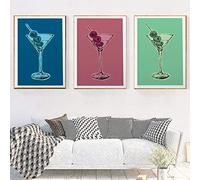 Posters and Prints Retro Cocktail Poster Pop Wall Art Canvas Painting Minimalist Food and Wine Kitchen Art Living room-(50X70cm)X3 Frameless