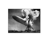 Posters for Bedroom Aesthetic Hindenburg Disaster Print Airship Crash Postert Black and White Wall Art Canvas Posters Prints Modern Home Artwork for Bedroom 40x60cm (Unframed)