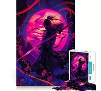 Posters Ninja Neon 1000 Pieces Jigsaw Puzzles for Adults Mind Puzzle Soft Relax Image Assembly Santa Wish Item (38x52cm)