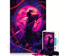 Posters Ninja Neon 1000 Pieces Jigsaw Puzzles for Teenagers Enhance Memory Easy Leisure Firm Cut Wall Art Decor (50x75cm)