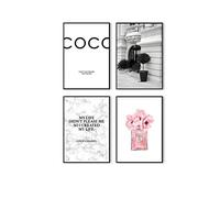 Postertech® Premium Poster Set, 4 x DIN A4, Modern, Scandinavian Wall Art, Unframed, White, Grey