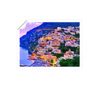 Postiano At Dusk, Amalfi Coast, Italy Unframed Art Print Warren Reed - Designer Multi W16 inch x H24 inch