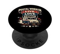 Postman Mailman Mail Truck Postal Worker Live Love Deliver PopSockets Adhesive PopGrip