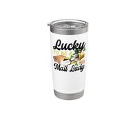 Postman Mailman St Patricks Day Lucky to Be A Mail Lady Stainless Steel Insulated Tumbler