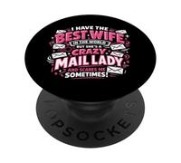 Postman Mailman Wife Husband Marriage I Have The Best Wife PopSockets Adhesive PopGrip