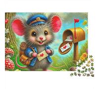 Postman Mouse Jigsaw Puzzle for Adults 1000 Piece Jigsaw Puzzle Cartoon Forest Scene Puzzle Game for Family Relaxation Gift 38x26cm/1000pcs