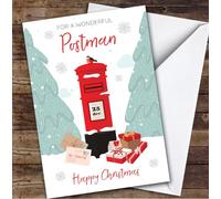 Postman Post-box Custom Greeting Personalised Christmas Card - Special Relative Personalised Christmas Card, Adult Christmas Card