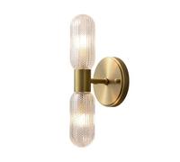 Postmodern Antique Wall Sconces Long Tube Glass up Down Wall Lights Fixture Brushed Brassd Wall Lamp for Bedroom Hallway
